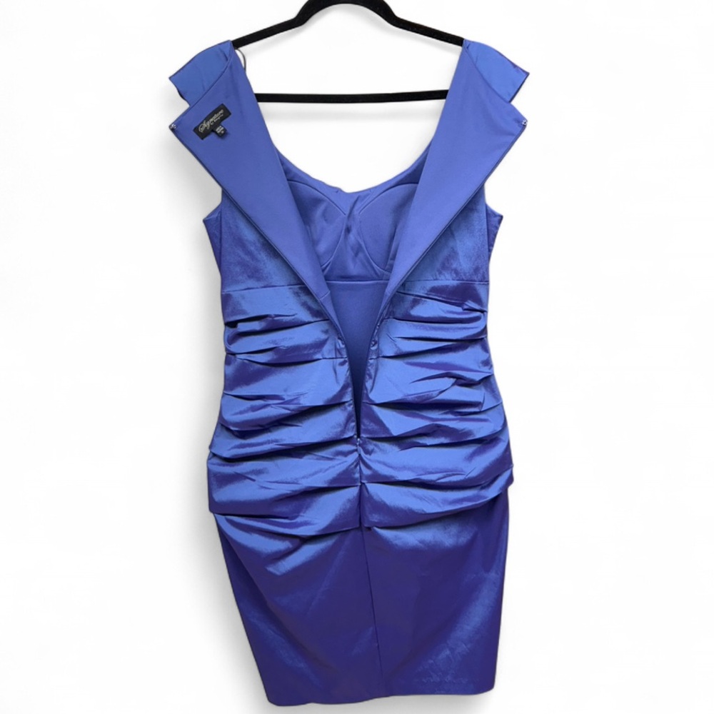 Signature by Sangria Purple Ruched Bodycon Cocktail Mini Dress - Picture 9 of 9